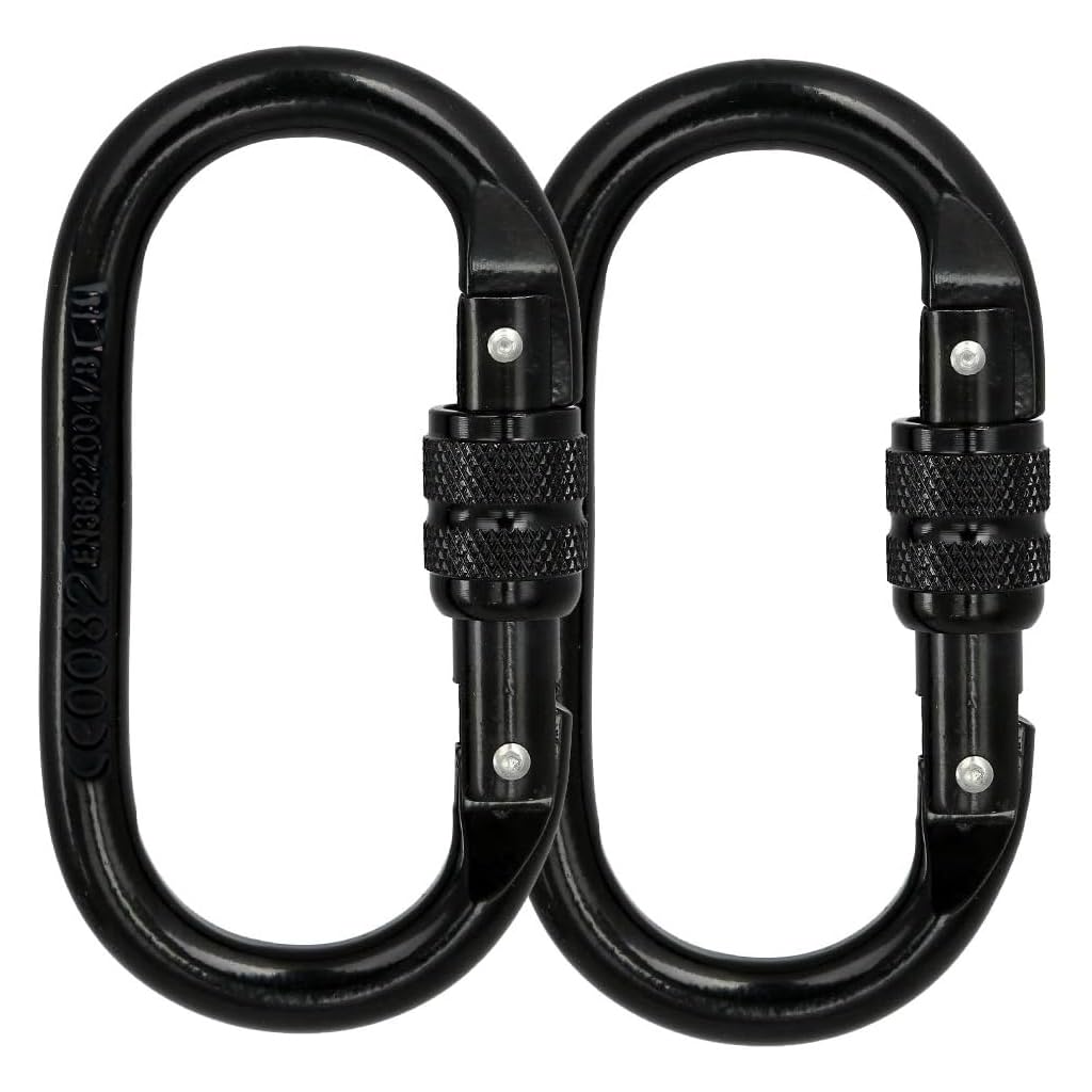 Optifit 2pcs Carabiner Clip Heavy Duty for Climbing, Fall Arrest Systems, Camping, Hiking, 25kN Stainless Steel Carabiner, Large Spring Snap Hook Carabiner with Screw Locking Optifit 2pcs Carabiner Clip Heavy Duty for Climbing, Fall Arrest Systems, Camping, Hiking, 25kN Stainless Steel Carabiner, Large Spring Snap Hook Carabiner with Screw Locking